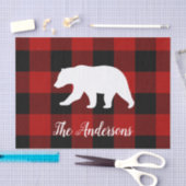 レッドバッファロープレイド&ベア |個人名ギフト 薄葉紙 (クラフト)