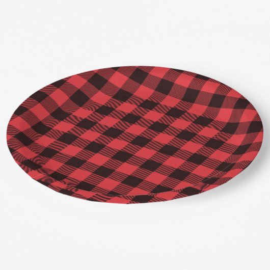 レッドバッファロープレイド ペーパープレート (アングル)