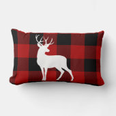 レッドバッファロープレイド&ホワイトディアー ランバークッション (正面)