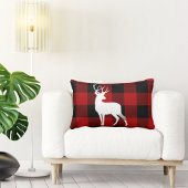 レッドバッファロープレイド&ホワイトディアー ランバークッション