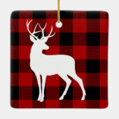 レッドバッファロープレイド&ホワイトディアー |個人名 セラミックオーナメント (裏面)