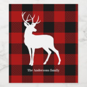 レッドバッファロープレイド&ホワイトディアー |個人名 ワインラベル (シングルラベル)