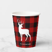 レッドバッファロープレイド&ホワイトディアー |個人名 紙コップ (正面)