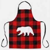 レッドバッファロープレイド&ホワイトベア エプロン (正面)