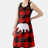レッドバッファロープレイド&ホワイトベア エプロン (インサイチュ)