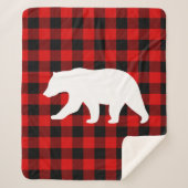 レッドバッファロープレイド&ホワイトベア シェルパブランケット (正面)