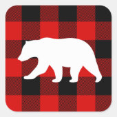 レッドバッファロープレイド&ホワイトベア スクエアシール (正面)