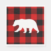 レッドバッファロープレイド&ホワイトベア スタンダードランチョンナプキン (正面)