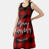 レッドバッファロープレイド&メリークリスマス |個人名 エプロン (インサイチュ)