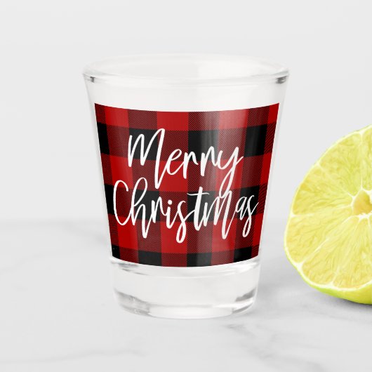 レッドバッファロープレイド&メリークリスマス |個人名 ショットグラス (正面)