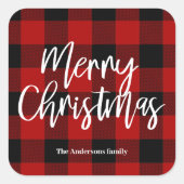レッドバッファロープレイド&メリークリスマス |個人名 スクエアシール (正面)