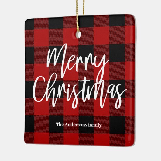 レッドバッファロープレイド&メリークリスマス |個人名 セラミックオーナメント (左)