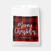 レッドバッファロープレイド&メリークリスマス |個人名 フェイバーバッグ (正面)