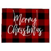 レッドバッファロープレイド&メリークリスマス |個人名 ラージペーパーバッグ (裏面)