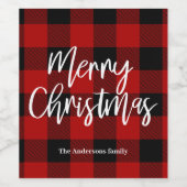 レッドバッファロープレイド&メリークリスマス |個人名 ワインラベル (シングルラベル)