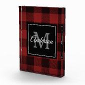 レッドバッファロープレイド |個人イニシャル |ギフトフォト フォトブロック (右)