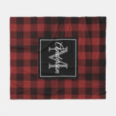 レッドバッファロープレイド |個人イニシャル |ギフトフリース フリースブランケット (正面(横))
