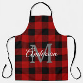 レッドバッファロープレイド |個人イニシャル |ギフト エプロン (正面)