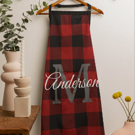 レッドバッファロープレイド |個人イニシャル |ギフト エプロン