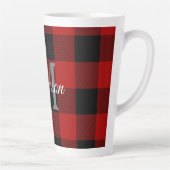 レッドバッファロープレイド |個人イニシャル |ギフト カフェラテマグ (右)