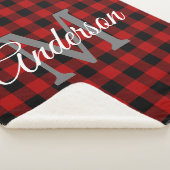 レッドバッファロープレイド |個人イニシャル |ギフト シェルパブランケット (3/4)