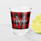 レッドバッファロープレイド |個人イニシャル |ギフト ショットグラス (正面)