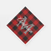 レッドバッファロープレイド |個人イニシャル |ギフト スタンダードランチョンナプキン (角)