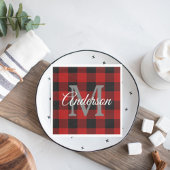 レッドバッファロープレイド |個人イニシャル |ギフト スタンダードランチョンナプキン