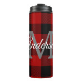 レッドバッファロープレイド |個人イニシャル |ギフト タンブラー (正面)