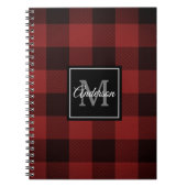 レッドバッファロープレイド |個人イニシャル |ギフト ノートブック (正面)