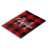 レッドバッファロープレイド |個人イニシャル |ギフト ノートブック (左側)