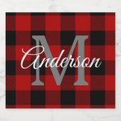 レッドバッファロープレイド |個人イニシャル |ギフト ビールラベル (シングルラベル)