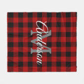 レッドバッファロープレイド |個人イニシャル |ギフト フリースブランケット (正面(横))