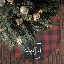 レッドバッファロープレイド |個人イニシャル |ギフト ブラッシュドポリエステルツリースカート