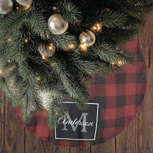 レッドバッファロープレイド  個人イニシャル  ギフト ブラッシュドポリエステルツリースカート