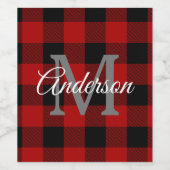 レッドバッファロープレイド |個人イニシャル |ギフト ワインラベル (シングルラベル)