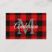 レッドバッファロープレイド |個人イニシャル |ギフト 名刺 (正面)