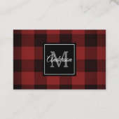 レッドバッファロープレイド |個人イニシャル |ギフト 名刺 (正面)