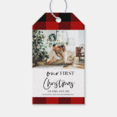 レッドバッファロープレイド&私たちの初めてのクリスマス ギフトタグ (正面)