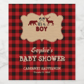 レッドバッファローランバージャックリトルハンターベイビーシャワー ワインラベル (シングルラベル)