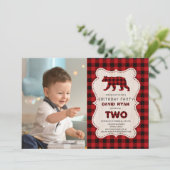 レッドバッファローランバージャック写真2nd誕生日パーティー 招待状 (スタンド正面)