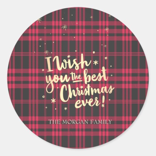 レッドバッファロー君に最高のクリスマスを祈る ラウンドシール (正面)