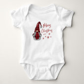 レッドバッファロー素朴プレイドのメリークリスマス格言 ベビーボディスーツ (正面)