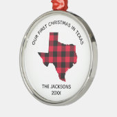 レッドバッファローPlaidテキサス州で最初のクリスマス メタルオーナメント (左)