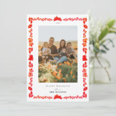 レッドバニーフォークアートクリスマスホリデーフォトカード 招待状 (スタンド正面)