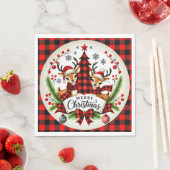 レッドバファローチェックのクリスマス スタンダードランチョンナプキン (インサイチュ)
