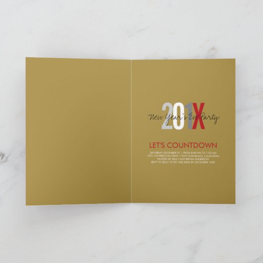 レッドバブリーボトルニューイヤー大晦日ホリデーパーティー シーズンカード (内部)