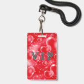 レッドバブルハート誕生日パーティーVIPパスバッジ バッジ (Back with Lanyard)