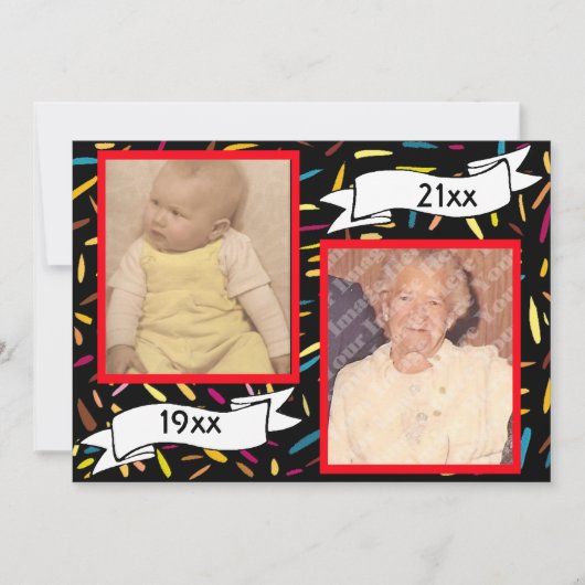 レッドバブルレター 75歳誕生日お祝い 招待状 (正面)