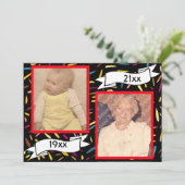 レッドバブルレター 75歳誕生日お祝い 招待状 (スタンド正面)